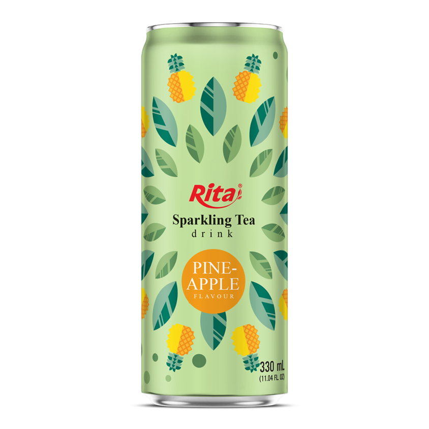 330ml Sleek Canned Sparkling Tea Drink Pineapple Flavour
